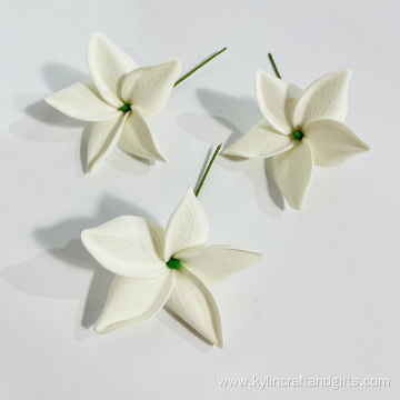 White Handmade Foam Plumeria Hair Pick